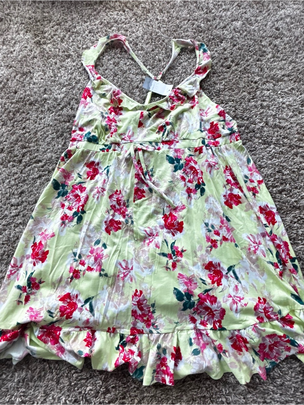 Cacique Lime Green Floral Sundress with Pink and Red Blooms nwt sz 22/24